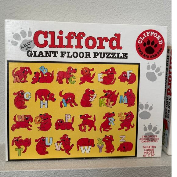 Clifford The Big Red Dog Giant Floor Puzzles 2 ABC's Favorite Toys 1992 Vintage - Picture 2 of 12